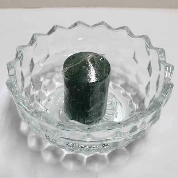 Vintage Homco 2 Piece Clear Glass Patterned Candle Holder - No Box - Picture 4 of 16